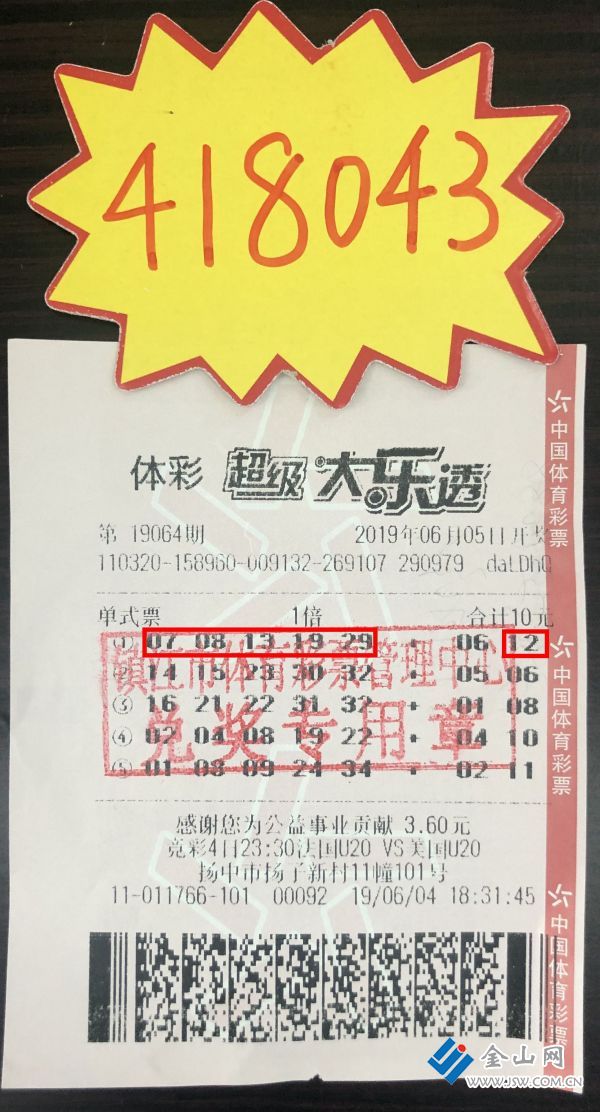 端午節前收獲好禮 鎮江彩友喜中大樂透41萬多