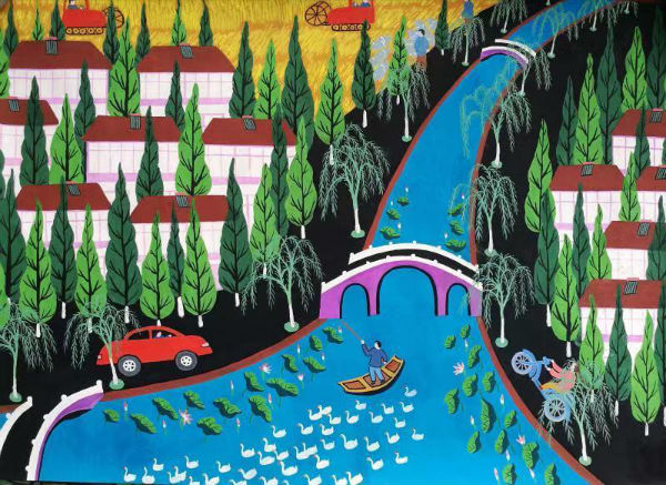 江苏丹阳皇塘农民画:欢天喜地庆新年 乡村振兴绘新画_中国镇江金山网