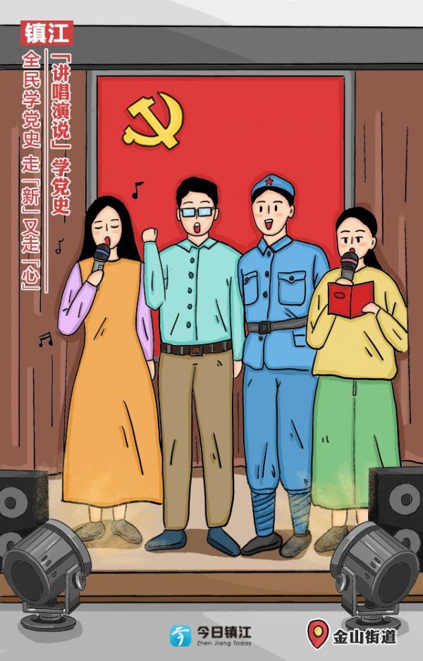 江苏镇江手绘图再现学党史场景党史学习教育走新又走心