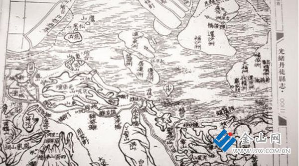 《光緒丹徒縣志》地圖中標注有千棵柳地名