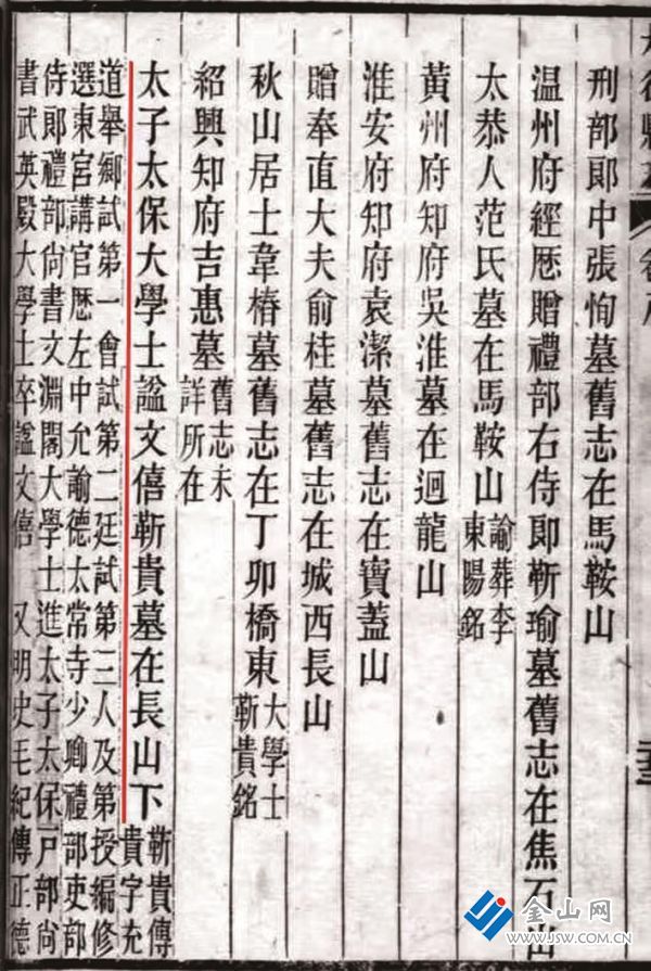 靳貴墓葬在長山下