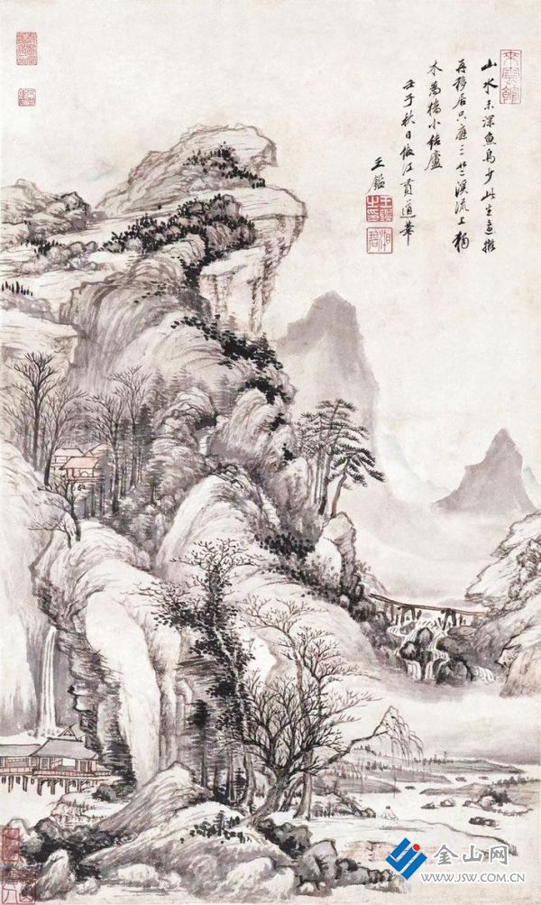 王鑒《仿江貫道筆》畫作