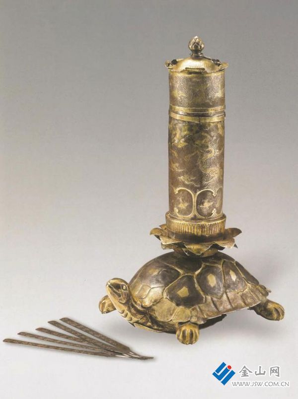 銀鎏金龜負(fù)“論語(yǔ)玉燭”酒籌筒