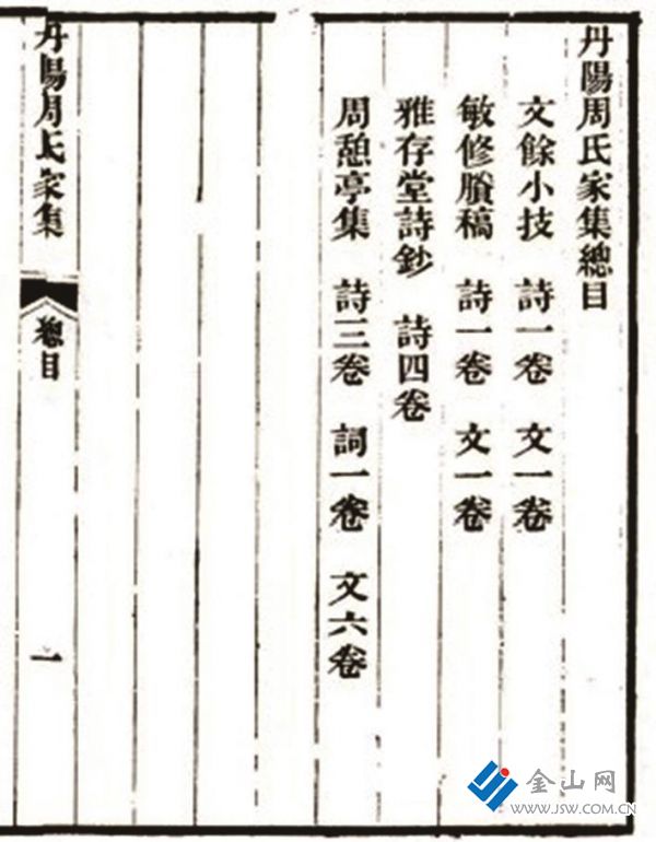 《丹陽(yáng)周氏家集》總目