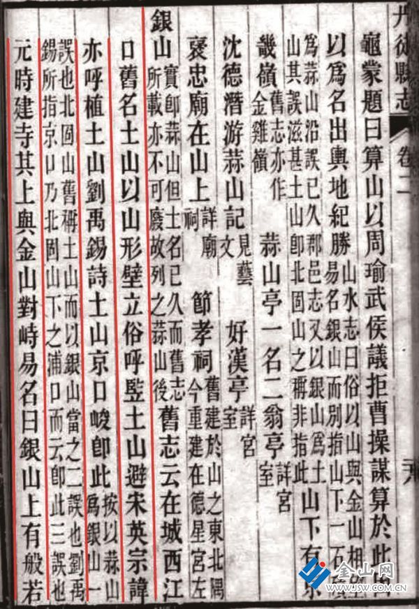 《光緒丹徒縣志》銀山