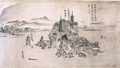 《唐山勝景圖卷》中的金山寺全景(資料圖)