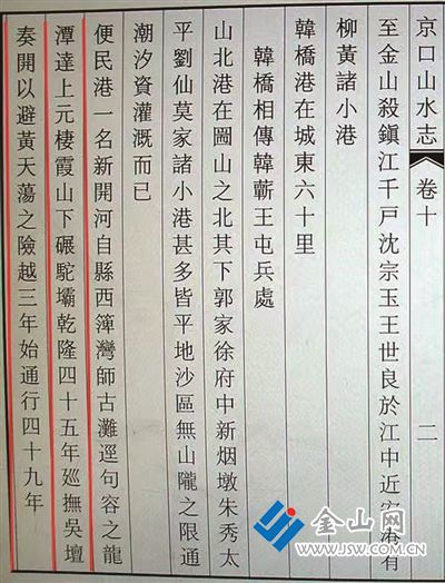 《京口山水志》記載便民河