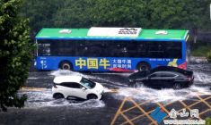 台风“白海豚”来袭 镇江遭遇大雨天气 市民冒雨出行